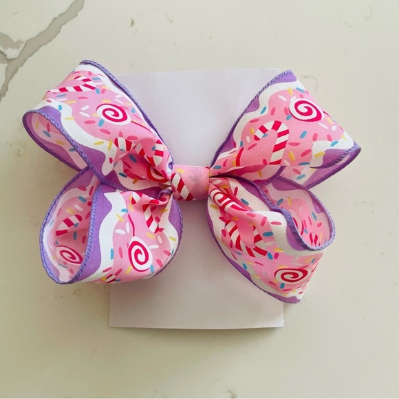 Handmade Other - Pink and Purple Candy Swirl Hair Bow outfits girl Christmas butterfly Cindy Lou